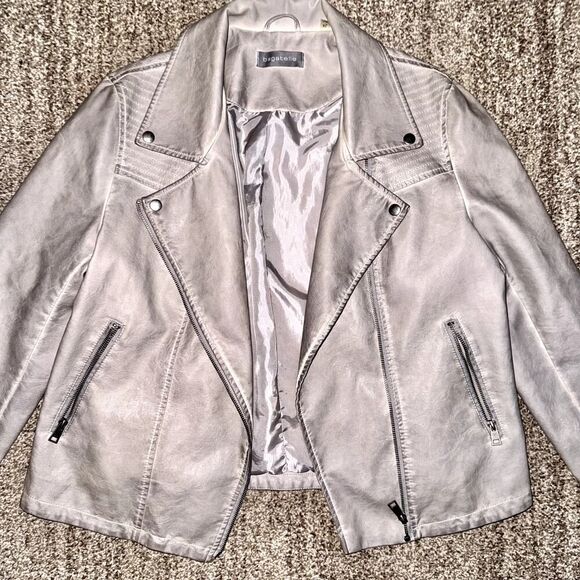 Bagatelle Women's Full Zip Faux Leather Tan Motorcycle Jacket Size XL - Picture 8 of 13